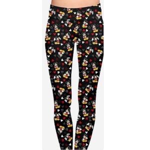 💐 Disney Mickey Mouse Leggings PJ Bottoms Sz M Loungewear Black